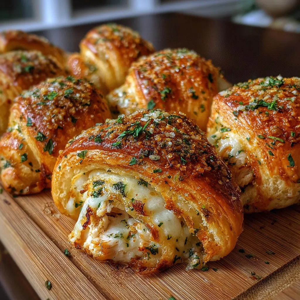 Creamy Garlic Herb Chicken Crescent Rolls with Savory Filling and Golden Pastry - secondary view